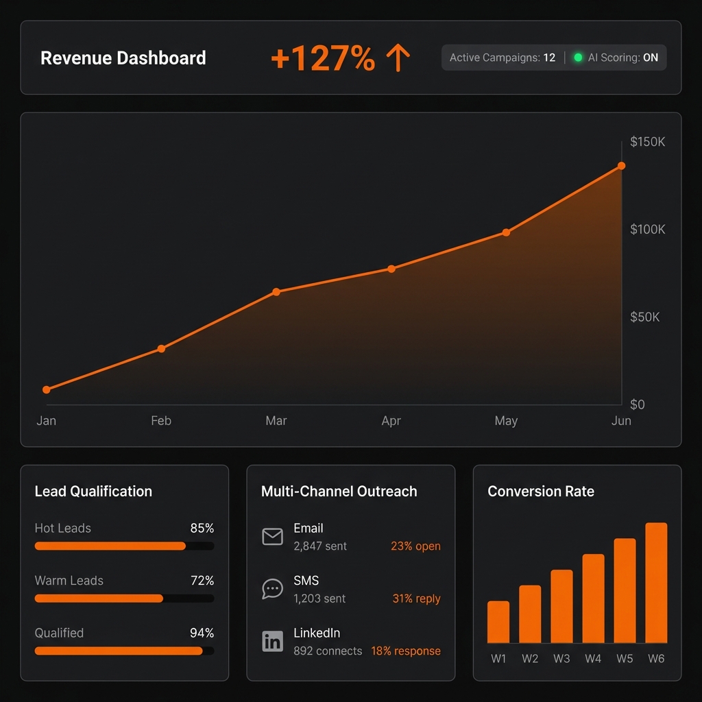 Autonomous Revenue Engine Dashboard displaying growth metrics