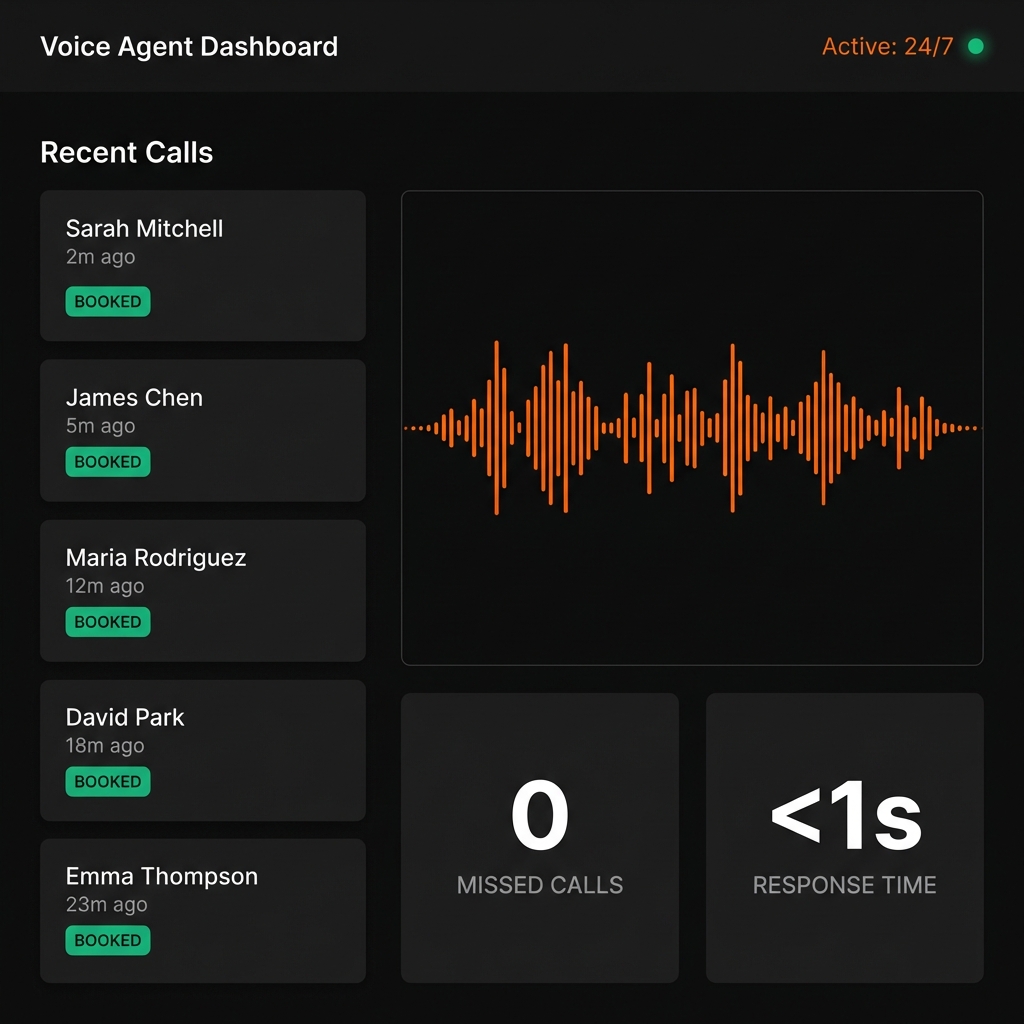 AI Voice Operations Dashboard showing active calls and metrics